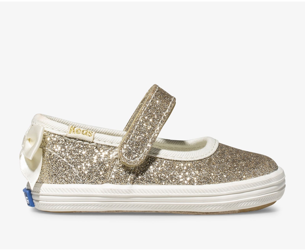 Keds Slip Ons Gold - Kate Spade new york Sloane MJ Glitter Crib - Kids RBNSDE-310